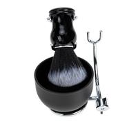 UKCOCO Set de Rasage Homme avec Blaireau Naturel et Bol Support Métallique Multifonction pour Mousse Dense et Entretien Barbe