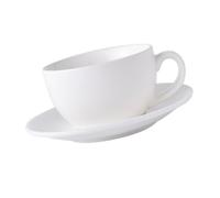 UKCOCO Set de Tasse et Soucoupe Céramique Blanche pour Café et Thé Design Simple avec Bords Lisses Adapté pour Café Du Goûter Usage Quotidien Stable et Résistant