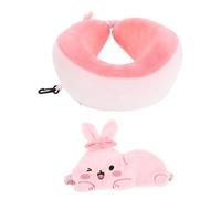 UKCOCO Set Oreiller Cervical U avec Masque Yeux Lapin Mignon Confort Portable pour Sommeil Au Bureau Voyage Avion Voiture et Sieste à Domicile