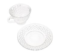 UKCOCO Set Tasse à Café et Soucoupe Verre Transparent Service Polyvalent pour Maison Café et Bureau Design Sirène Moderne