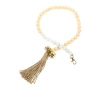 UKCOCO Sonnette pour Porte de Chien en Corde Tressée Perles de Bois, Clochette Blanche Suspendue, Outil de Dressage Canin pour L’Apprentissage Propreté, Accessoire Léger et Sûr