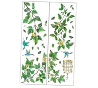 UKCOCO Sticker Mural Autocollant PVC Fleurs et Oiseaux Décor Végétal Naturel Résistant et Amovible pour Salon Chambre Salle à Manger Décoration Murale sans Trace