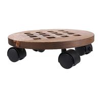 UKCOCO Support de Fleurs en Bois Massif des Stands Socle végétal avec roulettes sous-Verre de Plantes Petit Support de Support en Pot Plateau de Pots de Plantes succulentes Brun
