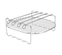 UKCOCO Support Double Couche pour Friteuse à Air Chaud 18X7 CM en Acier Inoxydable 4 Brochettes en G Accessoire Cuisine pour Barbecue et Cuisson Saine