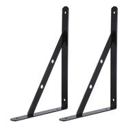 UKCOCO Support Triangulaire Métallique Noir Renforcé 2 Pièces Angle de 90 Degrés Résistant à L'usure et Supportant une Forte Charge pour Étagère Murale pour Bureau et Mur