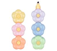 UKCOCO Surligneur Empilable Motif Fleur 6 Couleurs Marqueur pour Élève Petit Format Surligneur pour Scrapbooking et Album Scolaire Léger et Portable