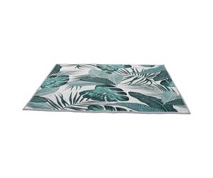 UKCOCO Tapis de Sol Vert à Motif Feuille de Plantain, Style Décoratif | Polyester Lavable, pour Seuils et Sols Durs, Usage Entrée, Chambre D’hôte, Appartement
