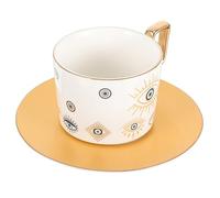 UKCOCO Tasse à Café Céramique avec Soucoupe Set de Tasses Rétro Evil Eye Design Ergonomique et Élégant pour Usage pour Thé