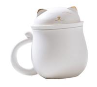 UKCOCO Tasse à Thé Céramique avec Infuseur Intégré Tasse à Eau Pratique pour Bureau et Maison Mug Déjeuner Polyvalent Design Panda Zen Blanc