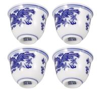 UKCOCO Tasse à Thé Chinoise en Céramique 2 Oz, Lot de 4, Design Rond et Lisse, pour Bureau et Réception