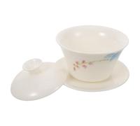 UKCOCO Tasse à Thé Kung Fu en Porcelaine avec Couvercle et Soucoupe Bol de Dégustation Traditionnel Chinois Service à Thé Oriental Vintage Préserve les Arômes