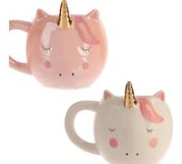UKCOCO Tasse Licorne en Céramique Blanche, Mug Cartoon Rond Décoratif | Usage Quotidien, Idée Présent, Convient au Thé, Bureau, Cafétéria et Hôtel