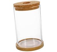 UKCOCO Terrarium en Verre 8,5x10 Cm Bouchon en Bois et Plateau, Bouteille Écologique pour Décoration de Table, Conteneur Paysager pour Plantes Hydroponiques et Micro-paysages