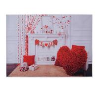 UKCOCO Toile de Fond Photo Romantique Saint-Valentin Décoration Cœur Fleurs 150x100 Cm Polyester Solide Accessoire Studio Photo pour Décoration Fête