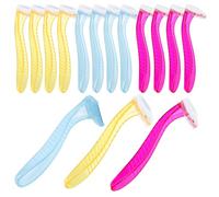 UKCOCO Tondeuse à Poils Manuelle 15 Pièces pour Femmes - Lot de Rasoirs Corporels Jetables Rouge, Jaune, Bleu Clair - Outil de Coupe de Cheveux Corps, Rasoir Bikini et Épilateur Manuel