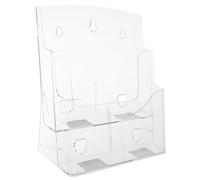 UKCOCO Transparent Présentoir à Prospectus PS à Deux Niveaux pour Bureaux | Installation Rapide, Rangement de Brochures et Documents, Usage en Commerces, Style Élégant Contemporain