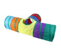 UKCOCO Tunnel Pliable pour Chat Balle Suspendue, Trois Entrées, Polyester | Résistant aux Griffes Morsures, pour Petits Animaux et Chatons, Arc-en-ciel