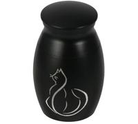 UKCOCO Urne Cinéraire pour Animaux en Acier Inoxydable, Motif Chat Noir | Couvercle à Vis Ouvrant, pour Cendres D’animal, Format Léger, Usage Salon ou Cheminée, Kit Complet