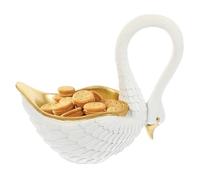 UKCOCO Vide-Poche en Résine Blanche Forme Cygne, Plateau Décoratif Multifonction pour Rangement Clés et Bijoux, Ornement Nordique Élégant pour Bureau, Salon et Entrée, Organiseur