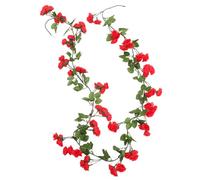 UKCOCO Vigne Rose Artificielle Mariage est Venu tiges vignes des Roses Faux Decoration Noel Decoration de Noel Imitation Guirlande de Fleurs Imitation Fleur de Vigne Habit en Soie Rouge