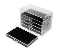 UKCOCO Vitrine Acrylique Transparente pour Cristaux et Roches, 90 Compartiments, tiroir à 5 Niveaux, Protection des Objets, Rangement pour Collection et tri Facile