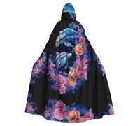 UKCZZLMSQ Cape à capuche imprimée dauphins bleus et fleurs roses - Costume unisexe pour Halloween, Noël, fête, cosplay