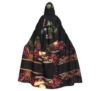 UKCZZLMSQ Cape à capuche imprimée fruits et vins - Costume unisexe pour Halloween, Noël, fête, cosplay