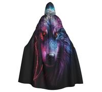 UKCZZLMSQ Cape à capuche imprimée loup bleu et rouge - Costume unisexe pour Halloween, Noël, fête, cosplay