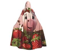 UKCZZLMSQ Cape à capuche imprimée vache et fraises - Costume unisexe pour Halloween, Noël, fête, cosplay