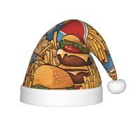 UKCZZLMSQ Chapeaux de Noël imprimés en forme de frites en peluche - Décorations de maison et fournitures de fête parfaites pour le Nouvel An