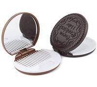 UKD Ensemble de Peigne de Miroir de Voyage de Poche de Maquillage portatif de Miroir Compact Pliant en Forme de Biscuit Mignon