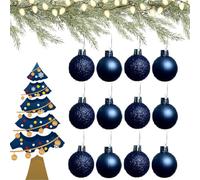 UKDD® Lot de 12 boules de Noël en forme de goutte de glace mat Bleu marine 38 mm