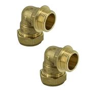 UKDD® Lot de 2 coudes mâles en laiton BSP coudé 90 coudes 22 mm x 1,9 cm