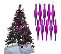 UKDeals Direct® Lot de 10 boules de Noël en forme de gouttelettes de 120 mm Violet foncé