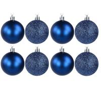 UKDeals Direct® Lot de 8 boules de Noël bleu marine à paillettes/unies 50 mm