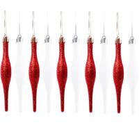 UKDeals Direct® Red Collection Lot de 10 boules de Noël en forme de gouttes de glace mates (5 rouges et 5 blanches)