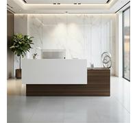 UKETO Comptoir de Reception avec Rangement, Bureau Réception Moderne avec Panneau Frontal Haut, Plateau épais 2,5 Cm, pour Bureau, Hôtel, Cabinet(White,200x60cm)
