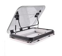 UKETO Lanterneau pour Camping-Car/Caravane avec Store et moustiquaire, découpe 40×40/70×50 cm - Vitre PMMA Double Couche Anti-UV et insonorisée, Éclairage LED 12V, Ouverture pneumatique