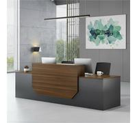 UKETO Mostrador de recepción moderno Con superficie robusta de 2,5 cm, Material ecológico E1, espacio de almacenamiento Para oficina, Hotel, salón, diseño Profesional(C,260cm/102.36")