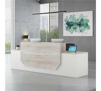 UKETO Mostrador de recepción moderno Con superficie robusta de 2,5 cm, Material ecológico E1, espacio de almacenamiento Para oficina, Hotel, salón, diseño Profesional(A,280cm/110.24")