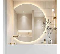 UkewEi 100 * 90CM Miroir Mural Dimmable avec 3 Couleurs de Lumière, Miroir Décoration de Anti-buée avec Interrupteur Tactile, Facile à Installer (Color : Left Cut, Size : 80 * 72cm)