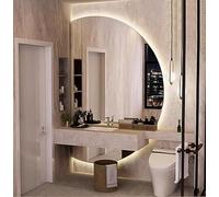 UkewEi 84 * 120cm Grand Miroir LED de Courtoisie à intensité Variable, Miroir Mural Lumineux Demi-Cercle avec Bouton Tactile Intelligent, Anti-buée (Color : Left Cut, Size : 84 * 120cm)