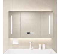 UKewei Armoire de Toilette avec Miroir avec Éclairage LED, Dimmable, Meuble a Miroir Salle de Bain Anti-buée, Interrupteur Tactile, 100cm Armoire À Pharmacie Murale Miroir Maquillage (Color : B, Siz