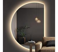 UKewei Demi-Cercle Miroir de Salle de Bain à LED, 84 * 120cm, Grand Miroir Mural avec Bouton Tactile, Anti-buée Miroir De Maquillage, 3 Couleurs (Color : Left Cut, Size : 84 * 120cm)