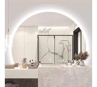 UkewEi Demi Lune Anti-buée Miroir de Salle de Bain, 100cm LED Miroir de Vanité Mural, Miroir de Courtoisie Dimmable, Intelligent Tactile Miroir Maquillage, Rétroéclairé, Demi-Cercle (Color : Cut Down