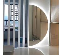 UkewEi Miroir Mural Salle de Bain avec éclairage LED, Demi-Cercle Miroir Anti-Buée de Salle de Bain, Miroir de Maquillage Lumineux LED, 3 Couleurs (Color : Left Cut, Size : 60 * 120CM/48 * 24IN)