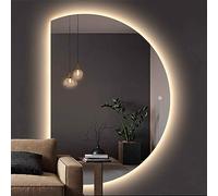UKewei Moderne Miroir de Salle de Bain Anti-buée Miroir de Maquillage Intelligent avec Interrupteur Tactile Lumière Miroir Mural Demi-Cercle Facile à Installer (Color : Left Cut, Size : 84 * 120cm)