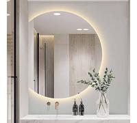 UkewEi Réglable Miroir Anti-Buée de Salle de Bain Demi-Cercle, 100cm Miroir de Maquillage Lumineux LED, Demi-Cercle Miroir en Verre, Facile à Installer (Color : Right Cut, Size : 80 * 72cm)