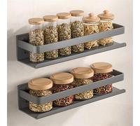 UKIHA Lot de 2 étagères à épices murales robustes noires à suspendre pour cuisine et salle de bain, 40 cm, solution de stockage de condiments, design peu encombrant