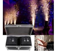 UKing 1200W Machine à Etincelle Froide - Pack De 2 Feu d'artifice Froid Avec Écran LCD - Machine à Fumée Noir Avec Flightcase